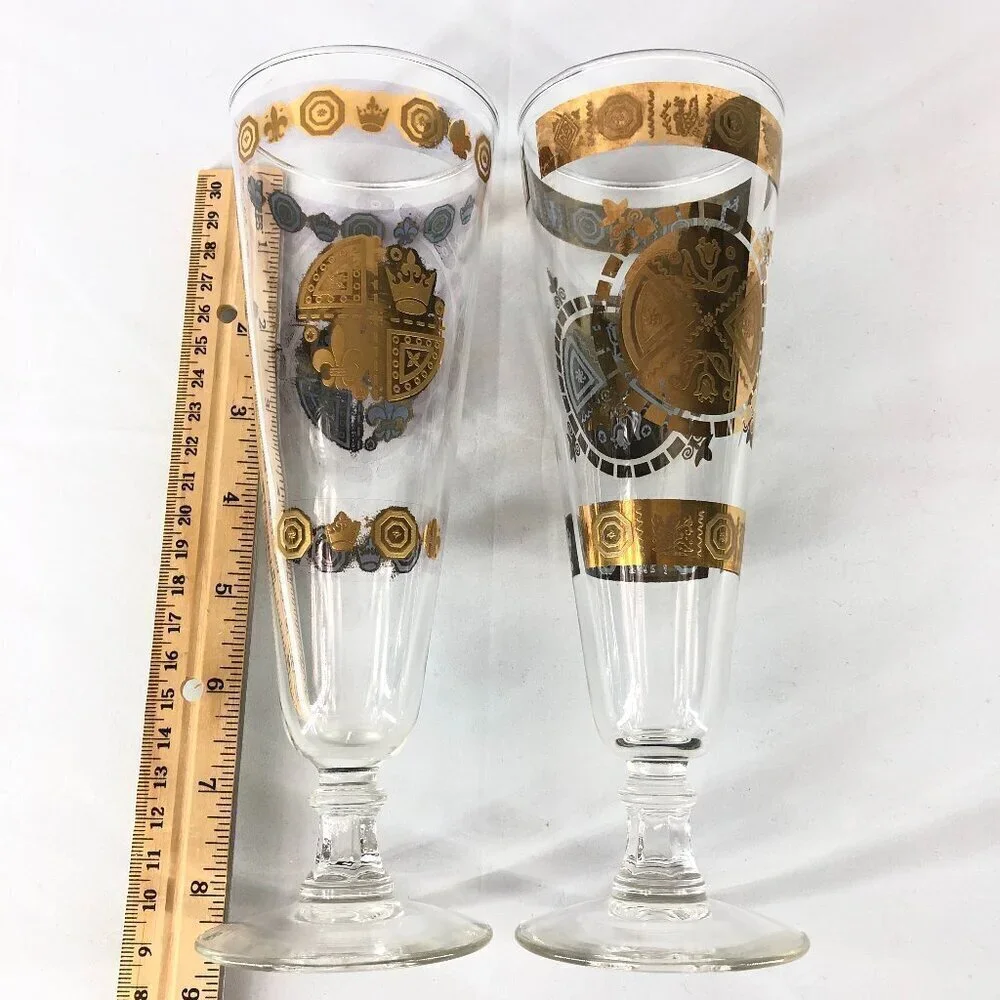 Vintage Culver, Ltd 22k Gold Pilsner Glasses Set Of 2